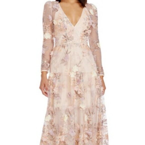 Dress The Population Cream Angelina Floral Embroidery Gown - Picture 1 of 4